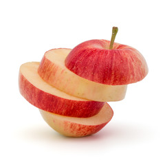 Red sliced apple isolated on white background cutout