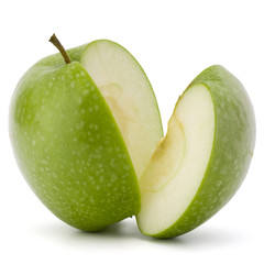 Green sliced apple isolated on white background cutout