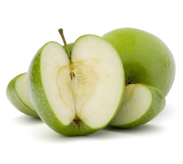 Green sliced apple isolated on white background cutout