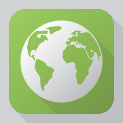 Earth icon. Modern flat vector icon with long shadow effect
