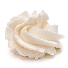 Whipped cream swirl  isolated on white background cutout