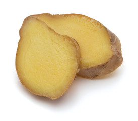 Fresh ginger root or rhizome isolated on white background cutout