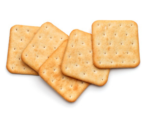 Dry cracker cookies isolated on white background cutout