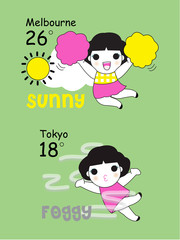 Cute Character Weather Report Template illustration