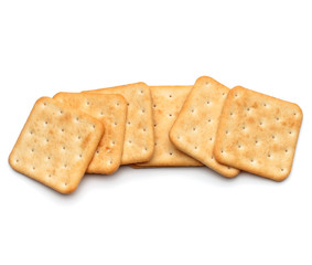 Dry cracker cookies isolated on white background cutout