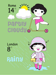 Cute Character Weather Report Template illustration
