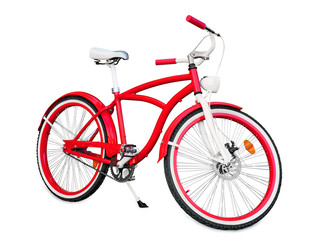 Fototapeta na wymiar Red bike isolated on white with clipping path