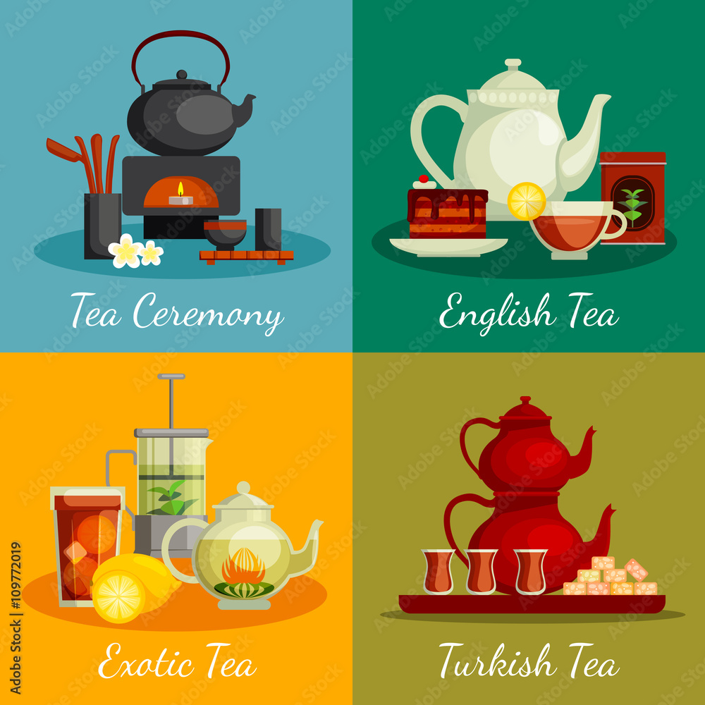 Canvas Prints Tea Concept Icons Set 