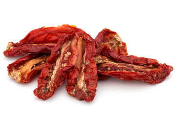 Dried tomatoes isolated on white background cutout