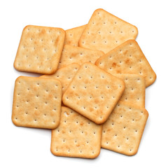 Dry cracker cookies isolated on white background cutout