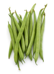 Green beans handful isolated on white background cutout