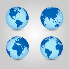 World Map with Globes detailed editable. Vector illustration.