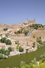 Fototapeta na wymiar View on beautiful sunny Toledo city in Spain