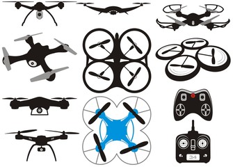 Drone vector set - obrazy, fototapety, plakaty