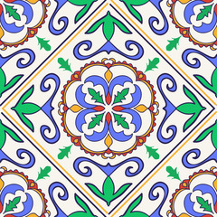 Vector seamless texture. Beautiful colored pattern for design and fashion with decorative elements
