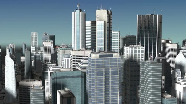 Seamless looping animation of a 3d city skyline daytime