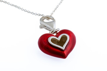 Red enamel heart necklace.