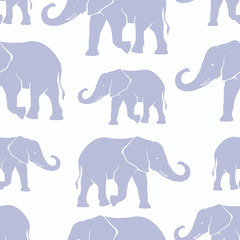 Fototapeta premium Seamless pattern with hand drawn silhouette elephants