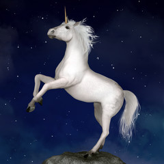 Unicorn in a starry night © EllerslieArt