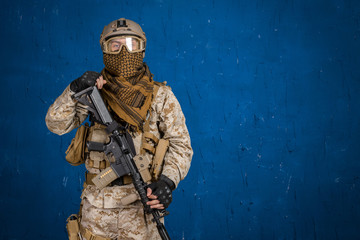 Modern soldier with rifle