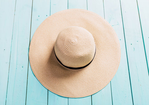 Top View Of Straw Beach Hat