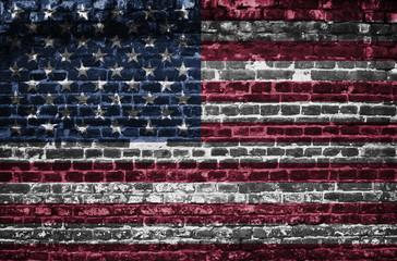 USA flag on brick wall background