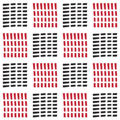 Seamless square block pattern with black and red dash line