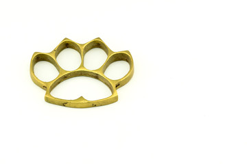 Brass knuckles isolated on white background - Knuckle weapons