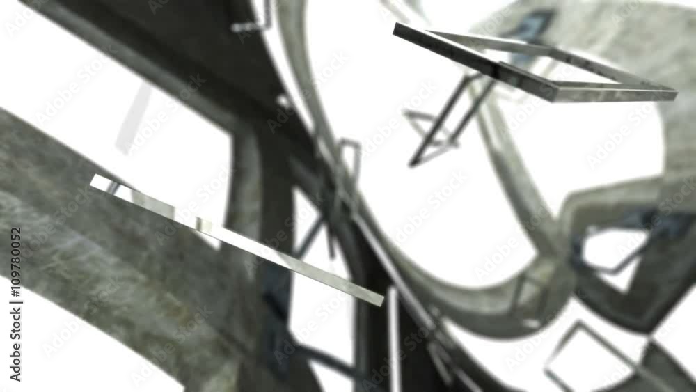 Poster seamless looping animation of 3d chrome rectangles