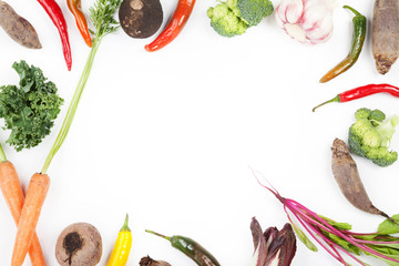 Vegetables frame on white background