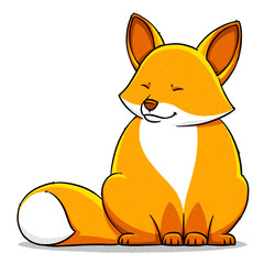 funny cartoon cute fat fox illustration