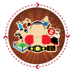 Illustration of boxing icons set