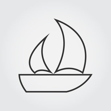 Sailboat icon, thin line icon