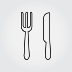 fork and knife icon, thin line icon