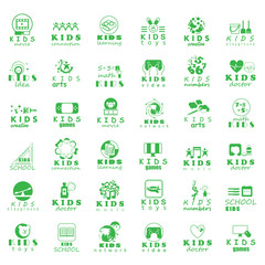 Children Icons Set - Isolated On White Background. Vector Illustration, Graphic Design. For Web, Websites, App  