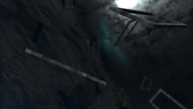 Seamless looping animation of 3D black metal rectangles