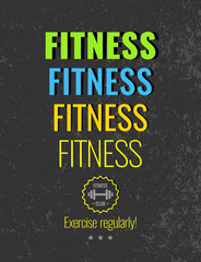 Fitness poster illustration with text.