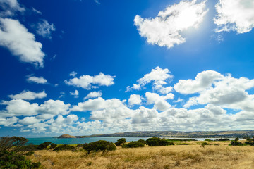 Victor Harbor view with dramatic clouds and sun