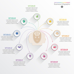 Element template infographic business concept with nine options