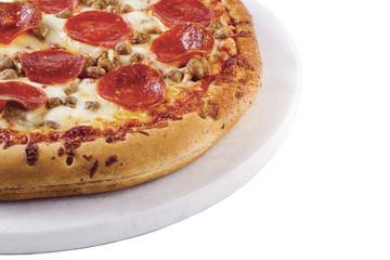 pepperoni and ground beef pizza