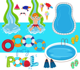 Pool Party Vector Design Illustration.