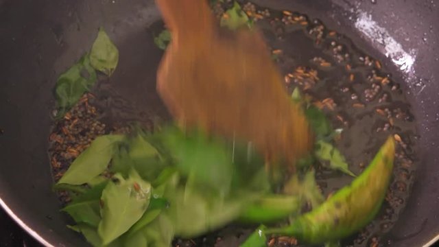 Indian cooking masala mix being prepared 