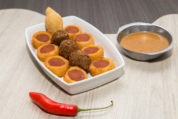Mix of brazilian fried mini snacks
