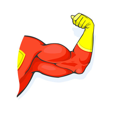 Vector icon illustration of a Superhero with costume.
Muscular hero strength concept.