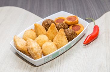 Mix of brazilian fried mini snacks