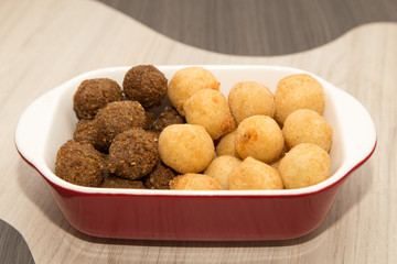Mix of brazilian fried mini snacks