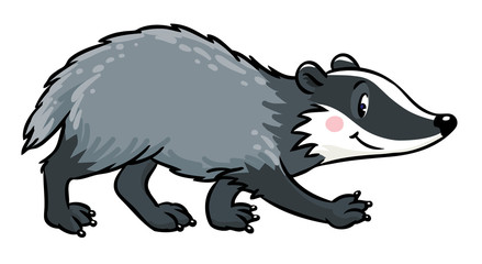 Little funny badger. Children vector illustration