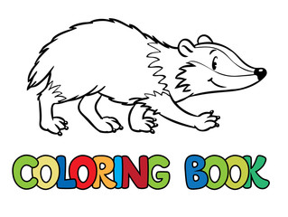 Coloring book of little funny badger