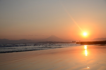 夕景　湘南の夕日