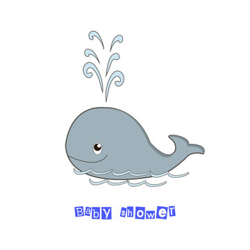 Amazing Whale on sea background with a splash of water in a vector.